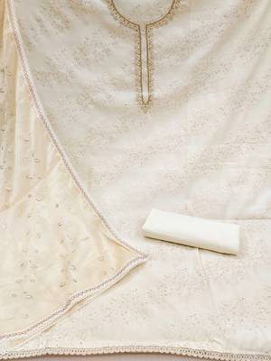 floral embroidered sequinned unstitched dress material 2