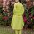 Green embroidered pure cotton kurta trouser dupatta set