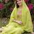 Green embroidered pure cotton kurta trouser dupatta set