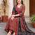 Maroon printed pure cotton kurta trouser dupatta set