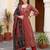 Maroon printed pure cotton kurta trouser dupatta set