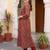 Maroon printed pure cotton kurta trouser dupatta set