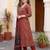 Maroon printed pure cotton kurta trouser dupatta set