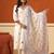 White embroidered pure cotton kurta trouser dupatta set