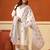 White embroidered pure cotton kurta trouser dupatta set
