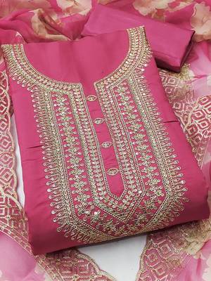 women roman silk codding work unstitched dress material 1