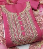 women roman silk codding work unstitched dress material
