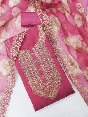 women roman silk codding work unstitched dress material 2