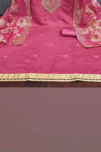 women roman silk codding work unstitched dress material