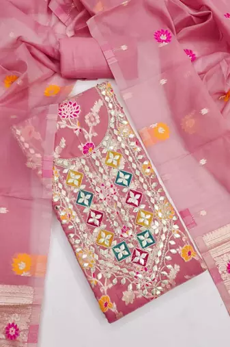 embroidered unstitched dress material
