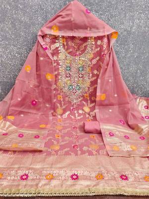 embroidered unstitched dress material 4