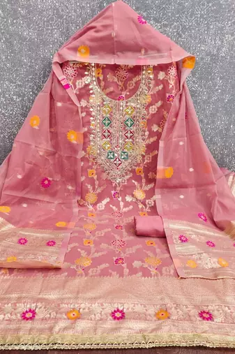 embroidered unstitched dress material