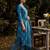 Blue printed linen kurta trouser dupatta set