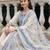 Off white embroidered pure cotton kurta trouser dupatta set