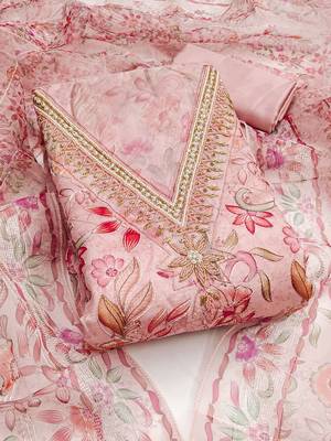 embroidered organza unstitched dress material 1