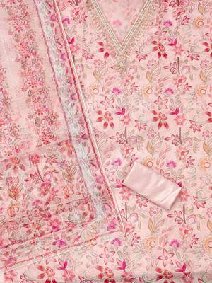 embroidered organza unstitched dress material 2