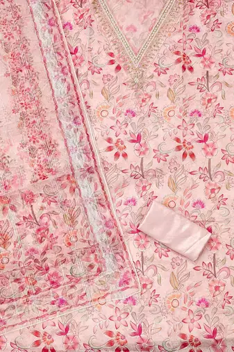 embroidered organza unstitched dress material