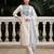 Off white embroidered pure cotton kurta trouser dupatta set