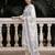 Off white embroidered pure cotton kurta trouser dupatta set