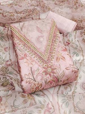 embroidered organza unstitched dress material 1