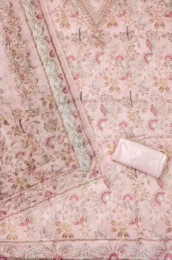 embroidered organza unstitched dress material