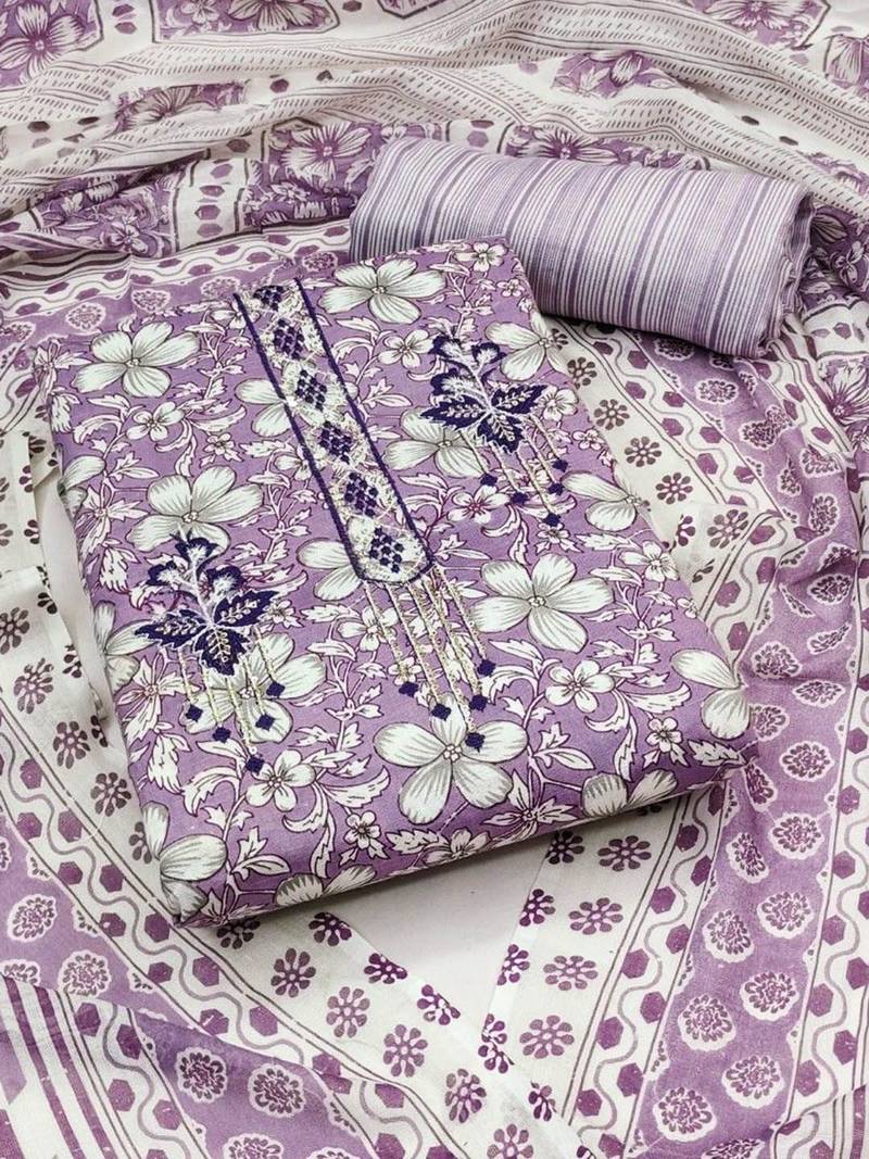 Floral Printed Unstitched Dress Material