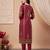 Maroon printed pure cotton kurta trouser dupatta set