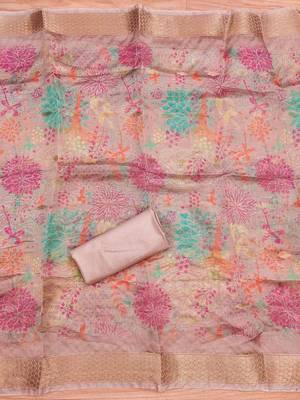 floral embellished unstitched dress material 2