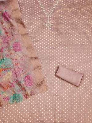 floral embellished unstitched dress material 3