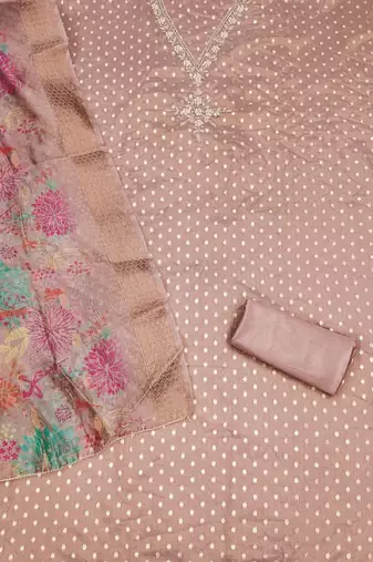 floral embellished unstitched dress material