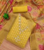 floral woven design beads and stones unstitched dress material