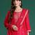 Pink woven design silk blend kurta trouser dupatta set