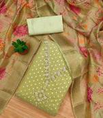 floral embellished unstitched dress material