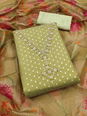 floral embellished unstitched dress material 2