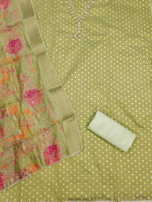 floral embellished unstitched dress material 4