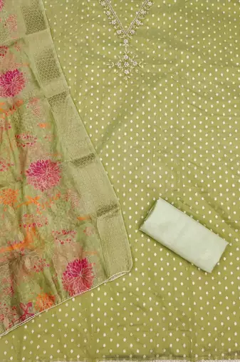 floral embellished unstitched dress material