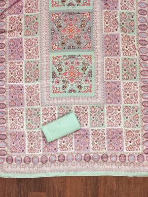 floral zari woven design unstitched dress material 4
