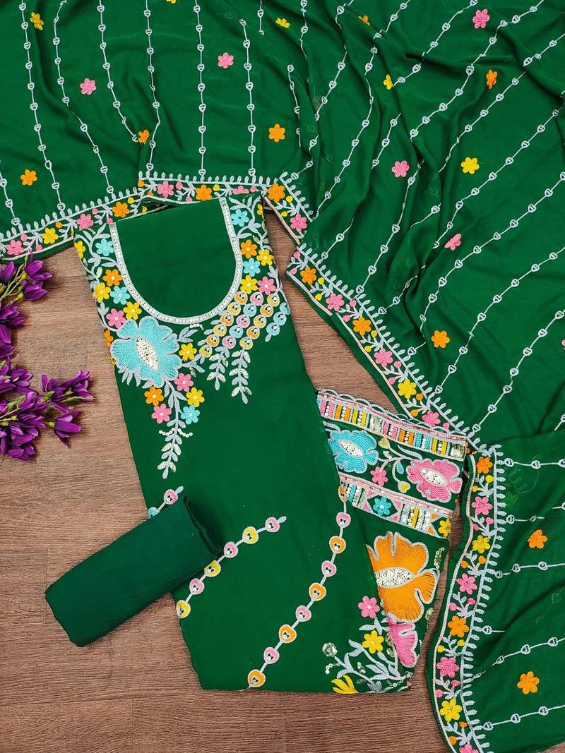 Embroidered Unstitched Dress Material