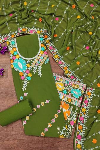 embroidered unstitched dress material