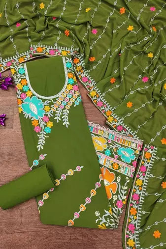 embroidered unstitched dress material