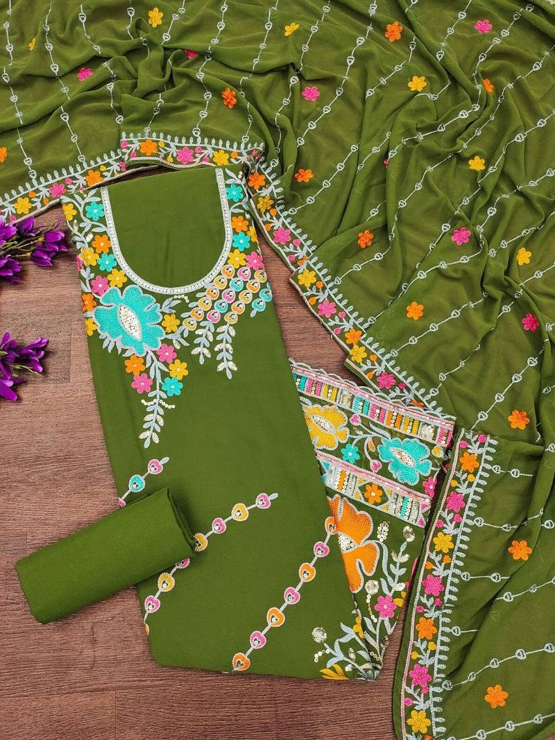 Embroidered Unstitched Dress Material