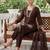 Brown embroidered pure cotton kurta trouser dupatta set