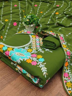 embroidered unstitched dress material 2