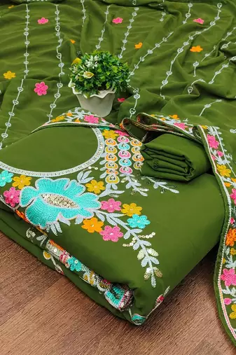 embroidered unstitched dress material
