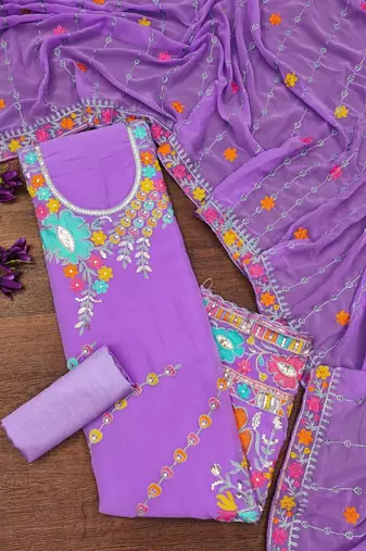 embroidered unstitched dress material