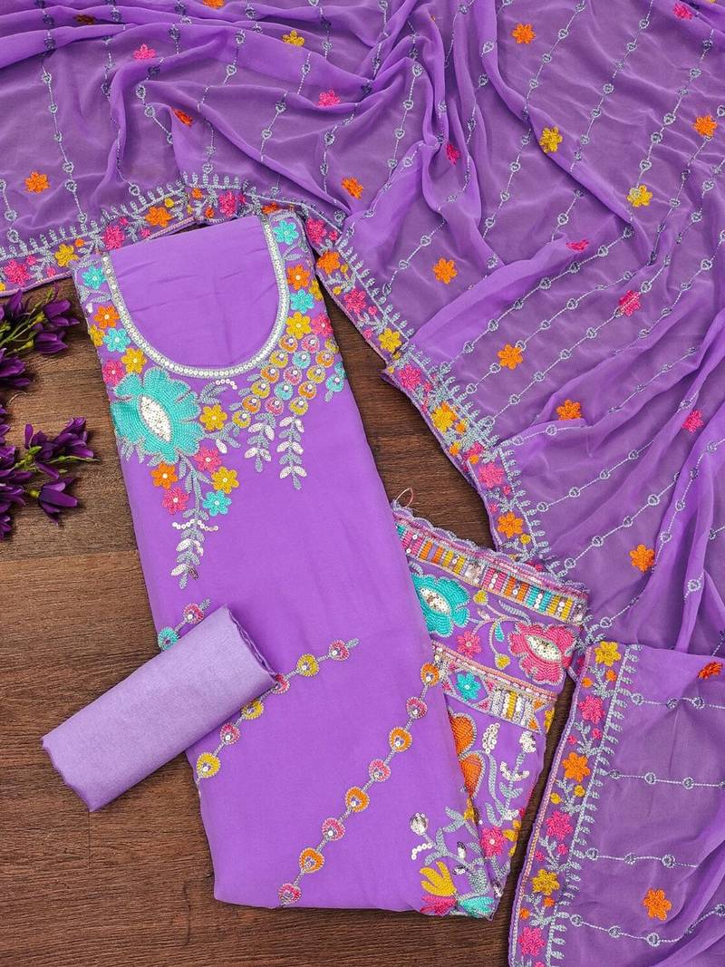 Embroidered Unstitched Dress Material