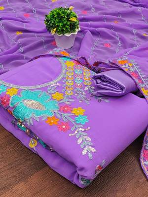 embroidered unstitched dress material 2