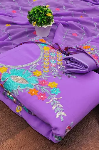 embroidered unstitched dress material