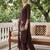 Brown embroidered pure cotton kurta trouser dupatta set