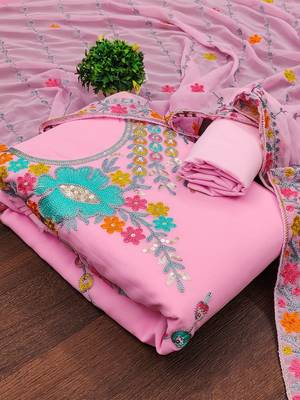 embroidered unstitched dress material 1